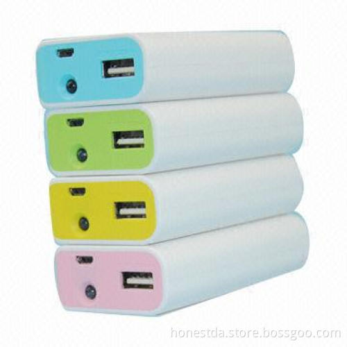 Fashionable Design 5,600mA Power Banks for Smartphone with 5V DC/1A Input and LED Flashlight